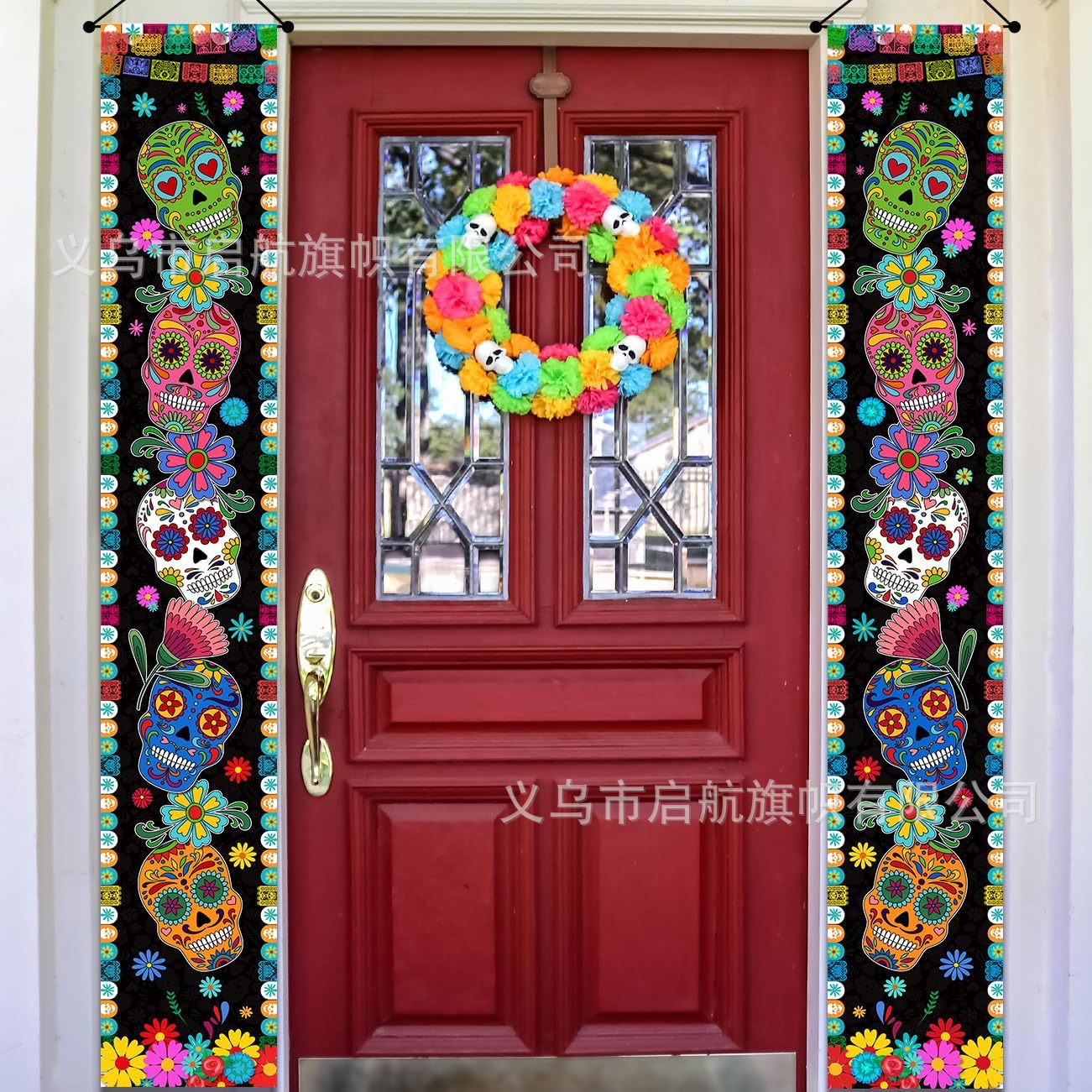 Transfronterizo nuevo Amazon Halloween pareja cortina de la fiesta de Navidad atmósfera decoración decoración colgar bandera diseño de fábrica