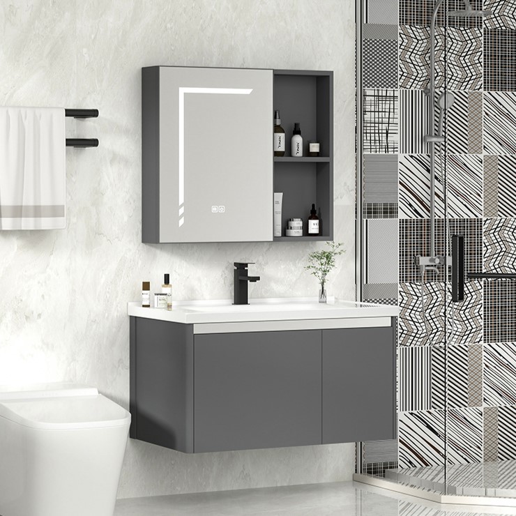 gabinete de baño inteligente combinación espacio aluminio lavabo cerámica integral lavabo