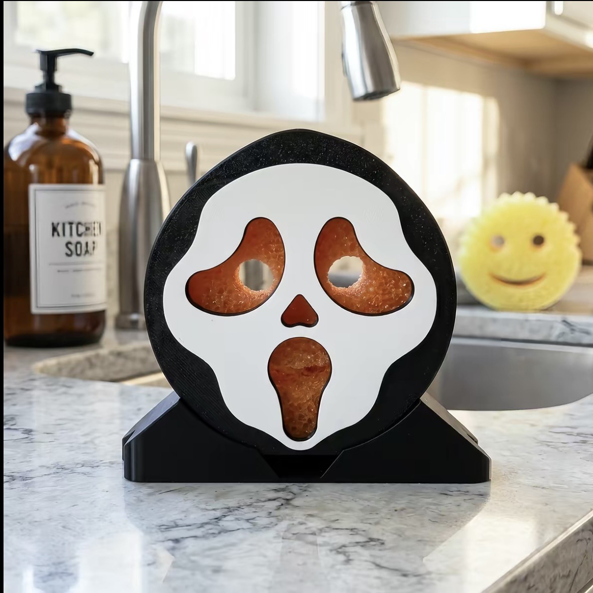 Portable Halloween Cute Ghostface Sponge Holder Kitchen Ghostface Sponge Rack Tool