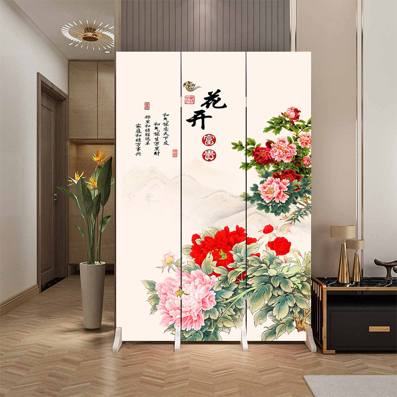 中国風の家庭用スクリーン玄関ドア、ドアパーティション、リビングルーム、オフィス、寝室の遮蔽、折りたたみ式可動玄関|undefined