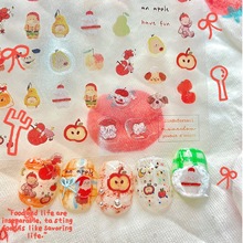 韩风手绘圣诞苹果手帐小羊马戏团毛毡娃娃美甲贴纸ins短甲素材