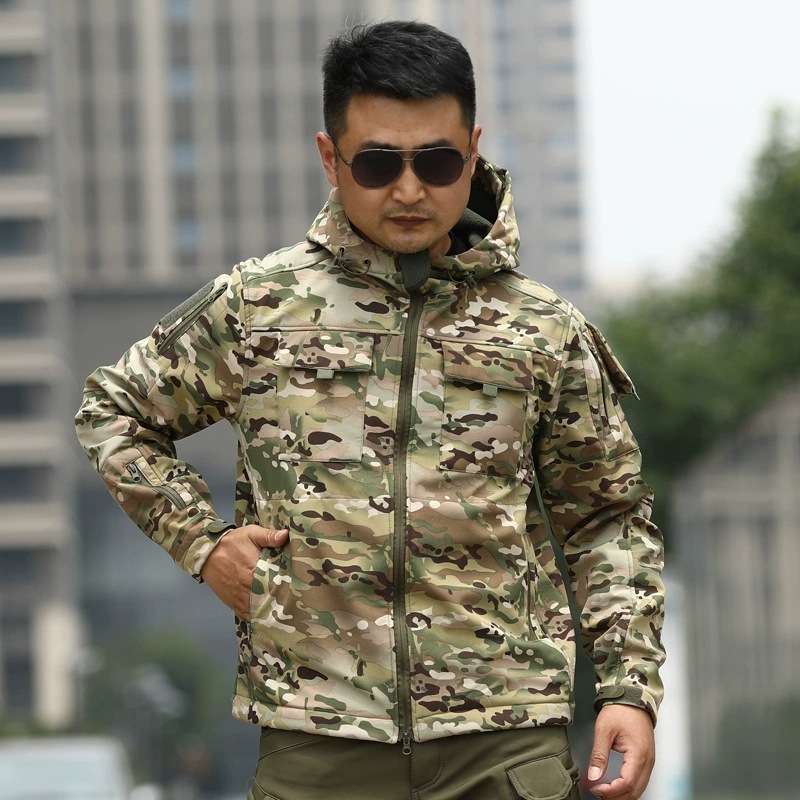 クロスボーダー男性秋冬TADサメの皮の柔らかい殻の突撃服の迷彩防寒服のスポーツのアウトドア戦術は綿服をつかみます。|undefined