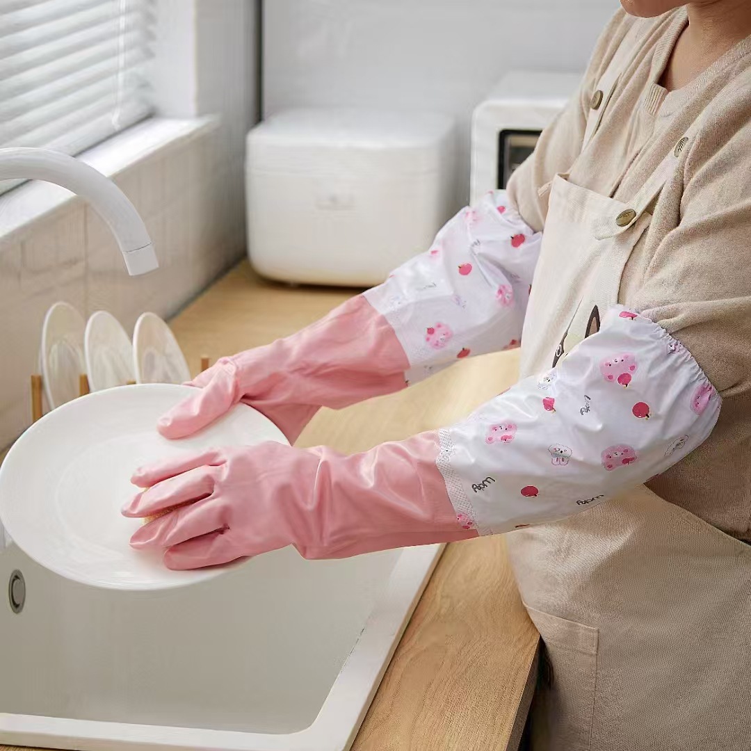 Luvas de lavar louça impermeáveis grossas com forro polar_voghion.com