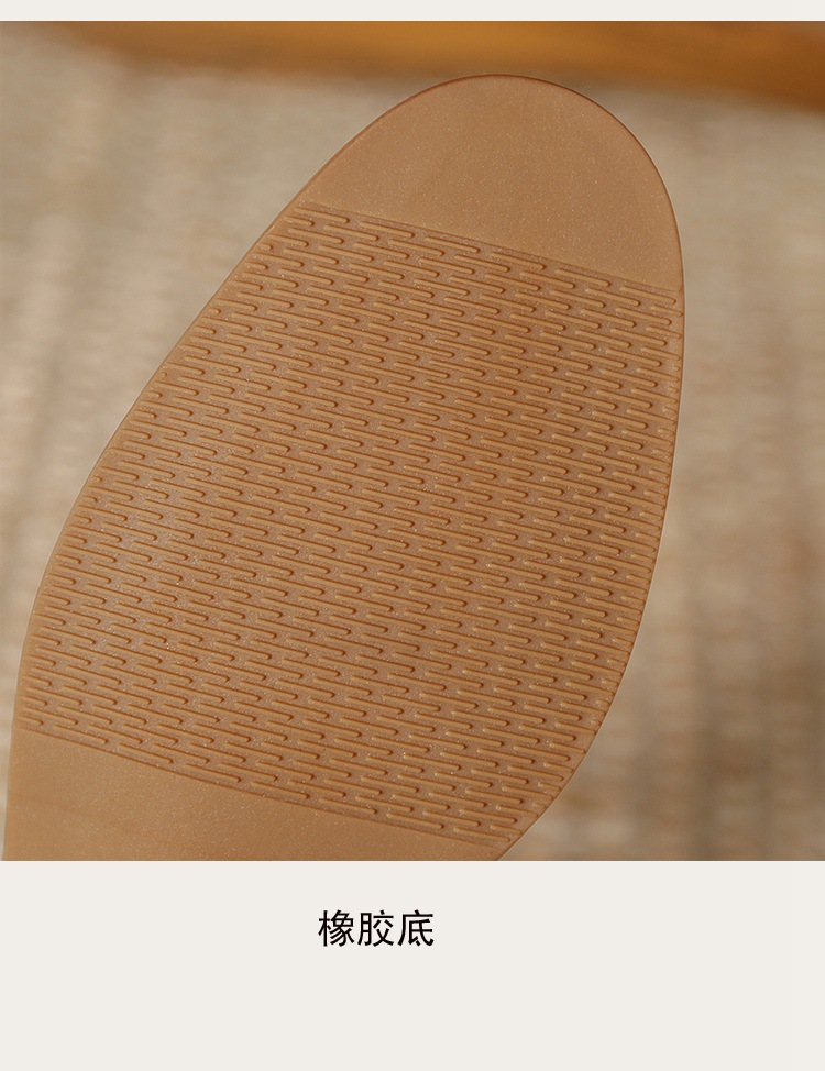 Sandal bít mũi da cừu phong cách La Mã quai chữ T dệt cho nữ — Màu caramel chi tiết 10