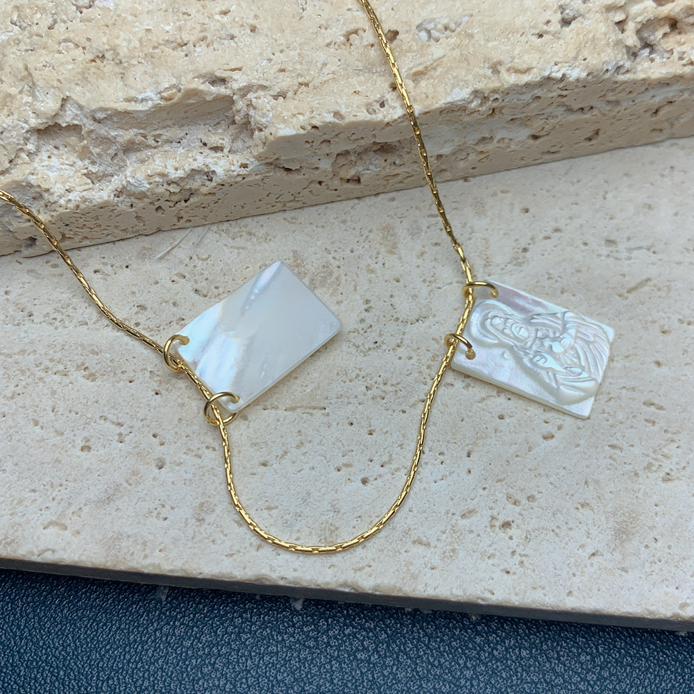 Holiday Occasion Stainless Steel Material Simple Style Square Stainless Steel Plating Gold Plated Scapular Necklace Pendant Necklace