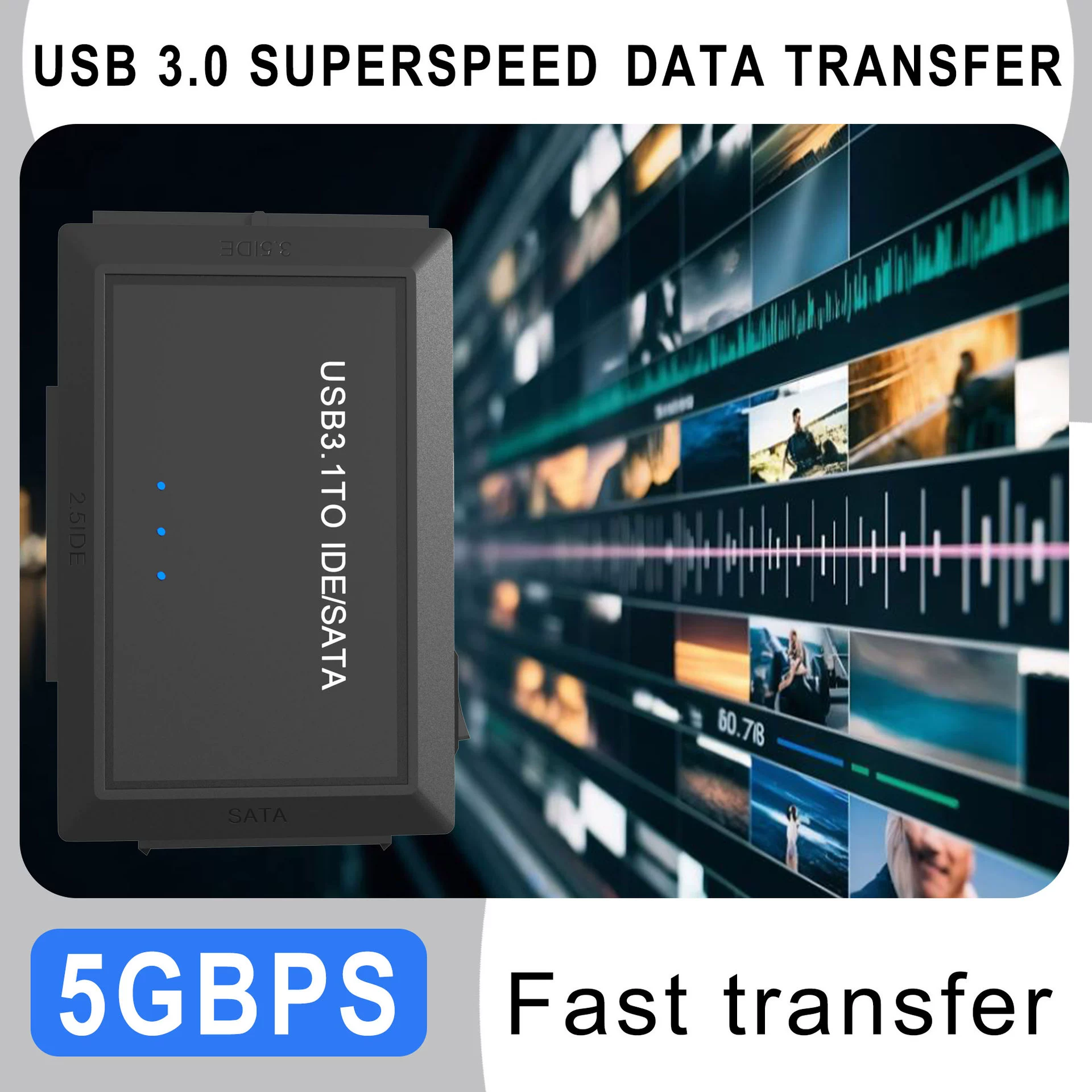 USB 3.1 на IDE/SATA адаптер Type-C для 2.5/3.5" жёстких дисков, простой кабель для подключения диска