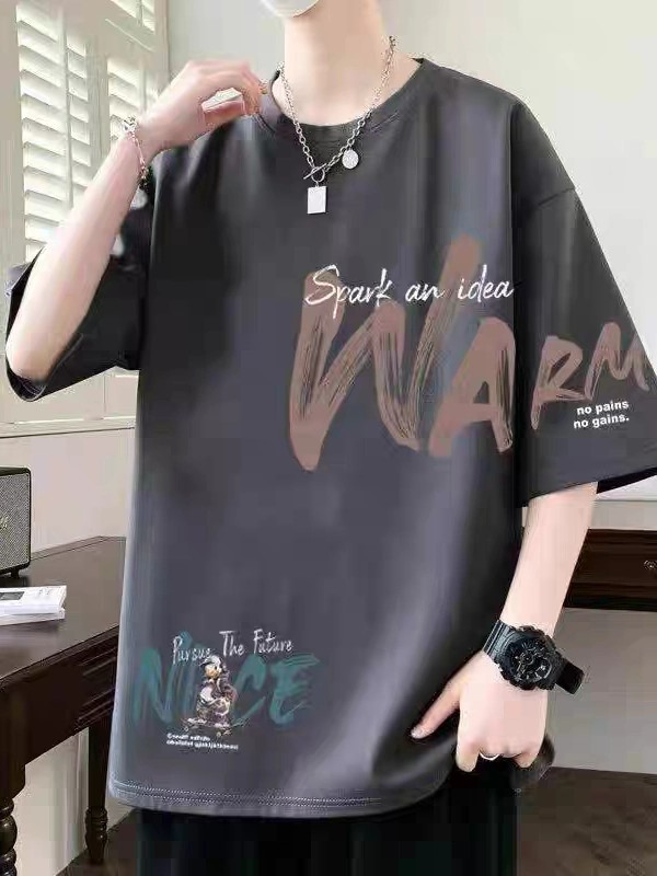Junior High School and High School Student Short-Sleeved T-Shirt Men's Suit Summer Youth Stylish Trendy Men's Clothing Set with Long Pants