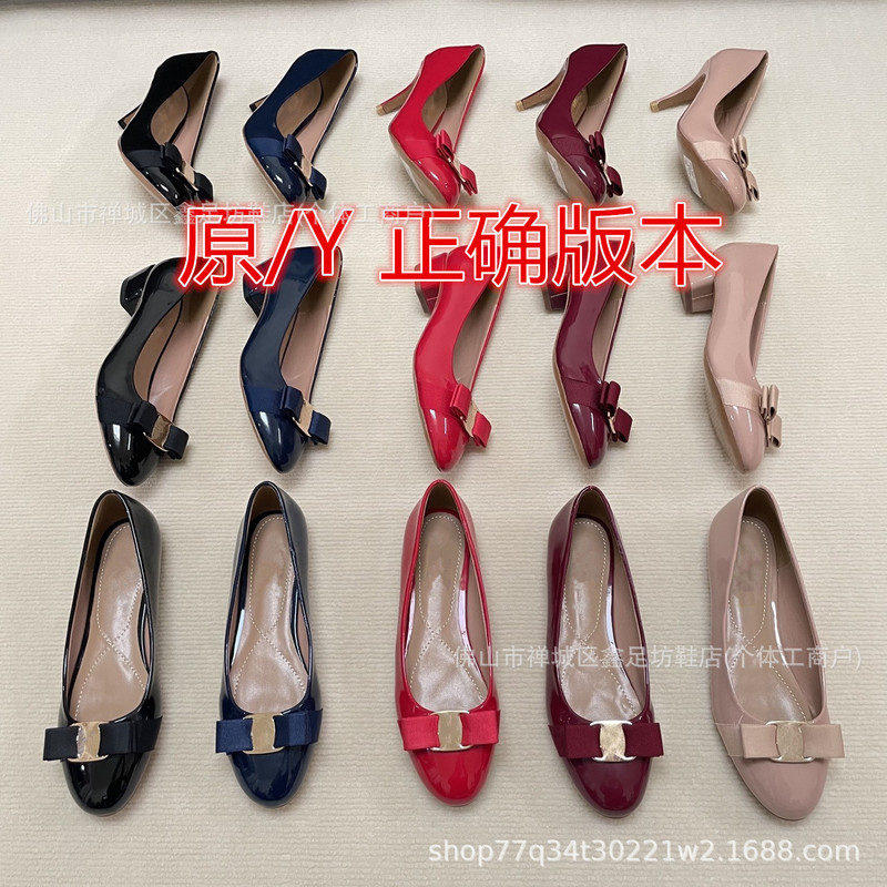 2026 Women's Red Shoes Spring/Summer Fashion Shallow Round Toe Bowknot Classic Patent Leather Chunky Heel Versatile Elegant Pumps 2026 Women's Red Shoes Spring/Summer Fashion Shallow Round Toe Bowknot Classic Patent Leather Chunky Heel Versatile Elegant Pumps