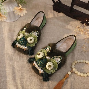 Tiger Head Slippers, Women's Shoes, Original Retro Soft Soles, Non-Tiring Feet, Chinese Style Slippers, Women's Shoes for Outer Wear, New Chinese Style Han Dynasty Shoes
