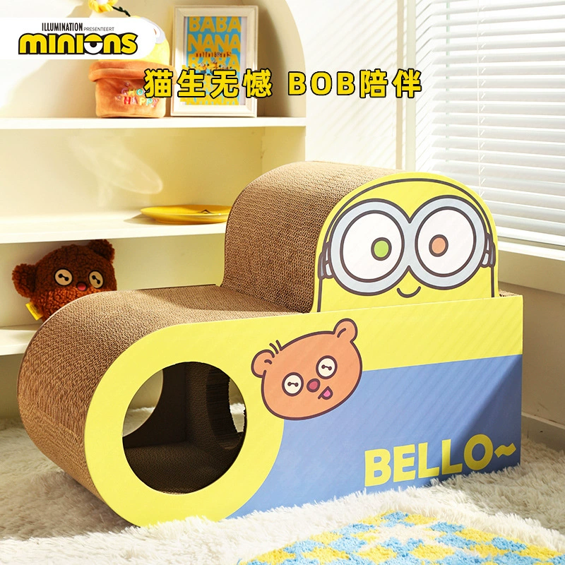 Когтеточка-гнездо для кошек (Minions) дизайн «Боб и Тим спящие», 70×30×48 см, картонная