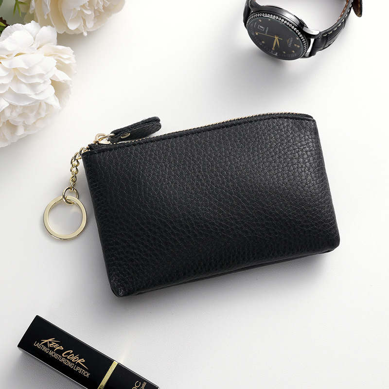 Monedas de cremallera de llave compacta, bolso de cambio de mujer, bolso de cambio de mamá, bolso de almacenamiento delgado mini bolso de cambio