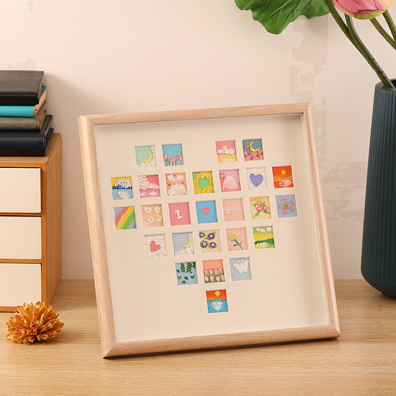 Oil Pastel Work Production Preservation Manicure Shell Picture Frame Mounting Heart 27 Palace Grids Shaped Photo Frame Table Wholesale Oil Pastel Work Production Preservation Manicure Shell Picture Frame Mounting Heart 27 Palace Grids Shaped Photo Frame Table Wholesale