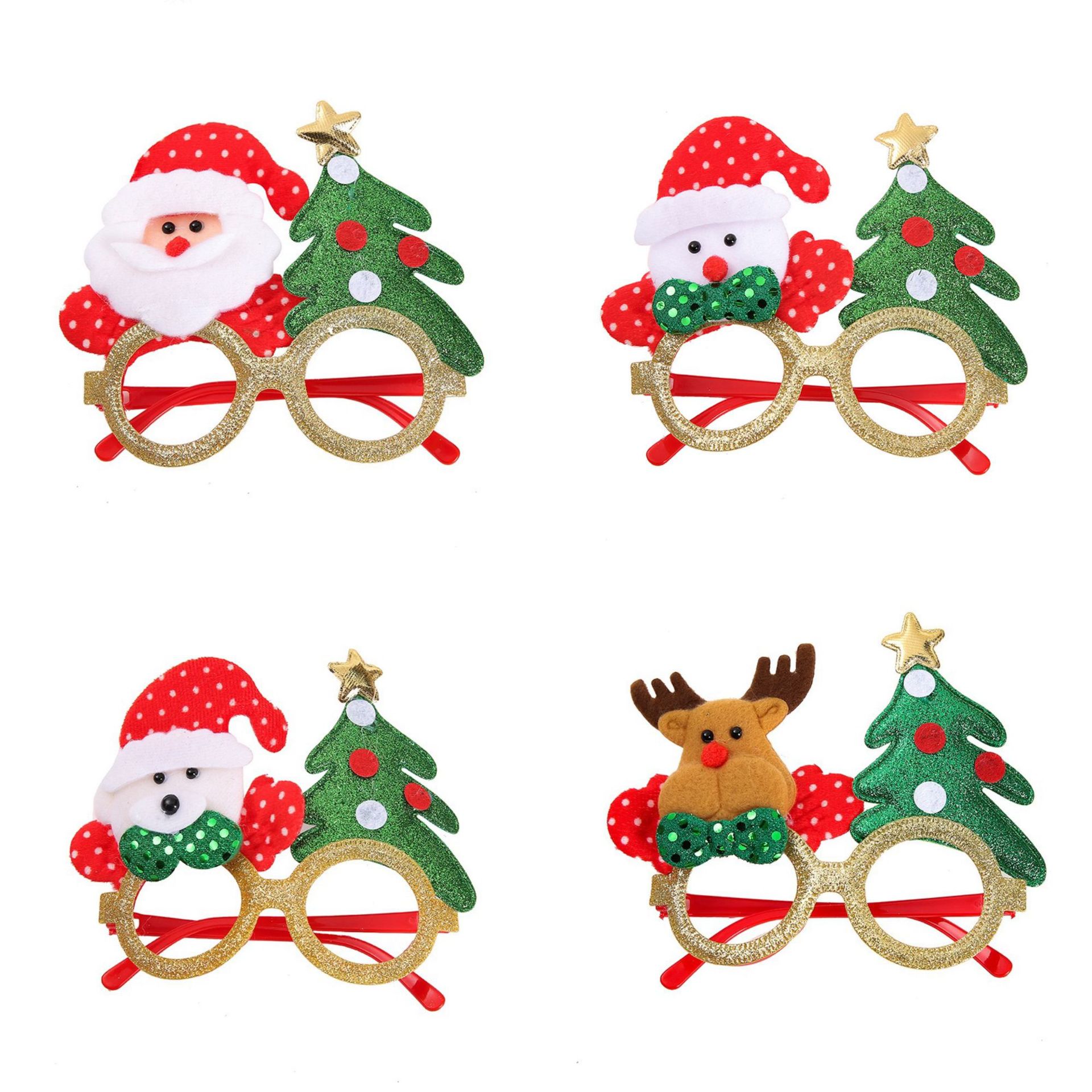 Mixed cartoon head with tree glasses