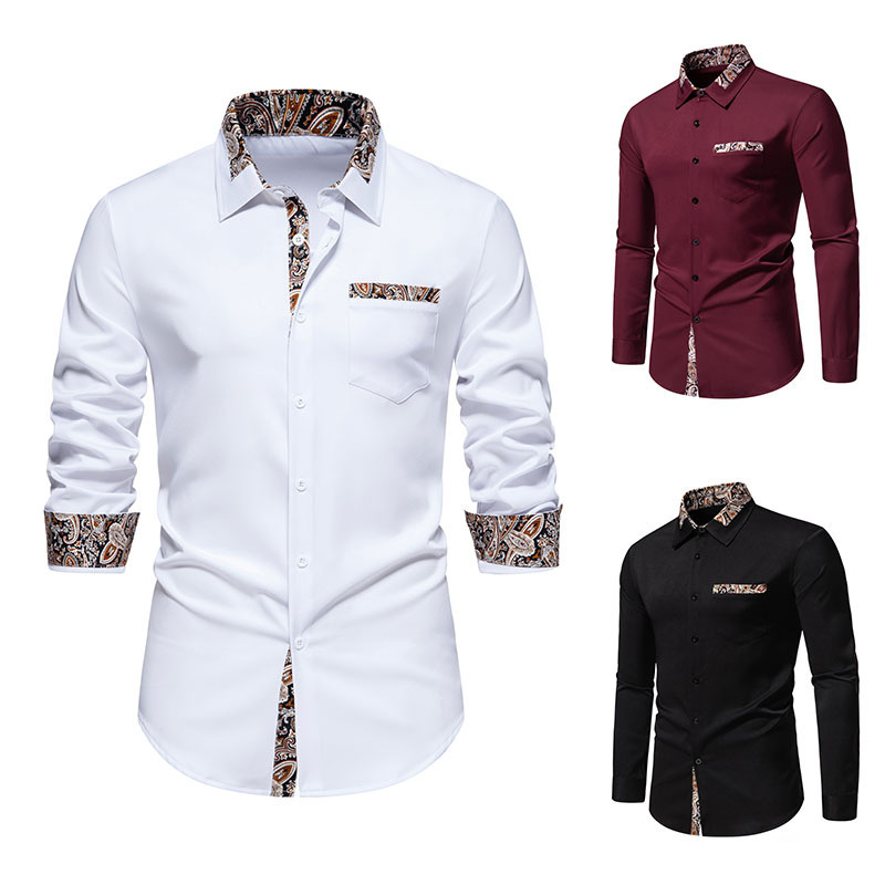 2024 Spring New European Size Men's Fashion Triangle Neck Cashew Flower Colored Long sleeved Shirt for Men_vogarts.com