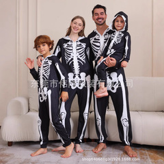 2024 クロスボーダーヨーロッパとアメリカの男の子と女の子の婦人服男性のハロウィンクリスマス家族親子ワンピースパジャマ