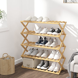 Installation-free folding shoe rack multi-layer space-saving one-pull door shoe cabinet storage household simple shoe rack