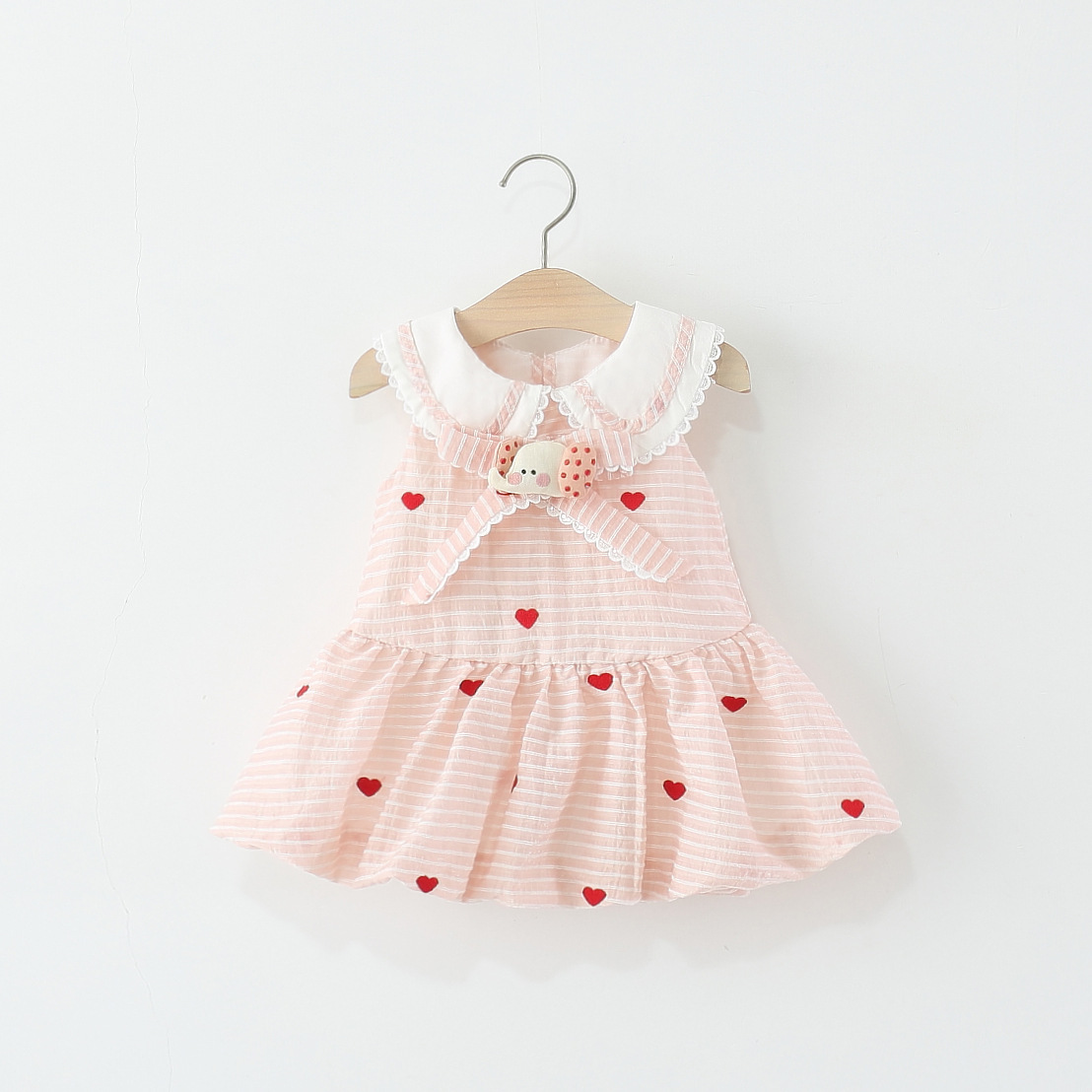 3467 Girls Summer Flower Bud Skirt New Style Baby Girl Love Striped Princess Dress Children's Vest Dress