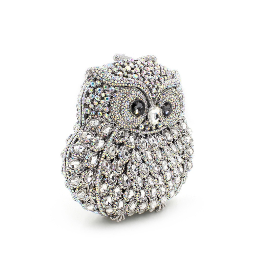 Owl diamond clutch bag, owl transfronterizo, bolsas de cena de diamantes, bolsas de diamantes huecas, bolsas de mano, bolsas de mujer