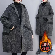 大码中长款巨显瘦毛呢外套女2025秋冬新款妈妈呢子大衣冬装200斤