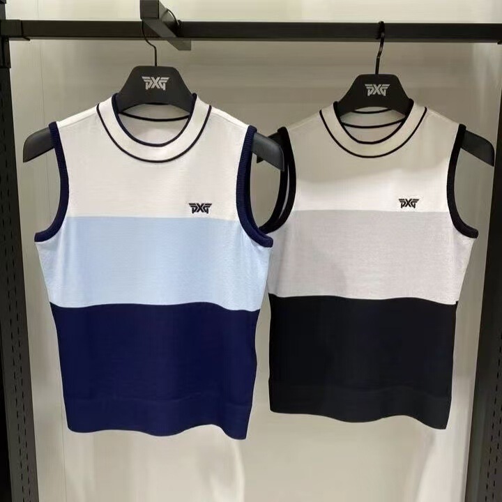 Golf clothing for spring and summer, color-blocked thin knitted vest for women, sleeveless, round neck, slim fit, versatile casual top