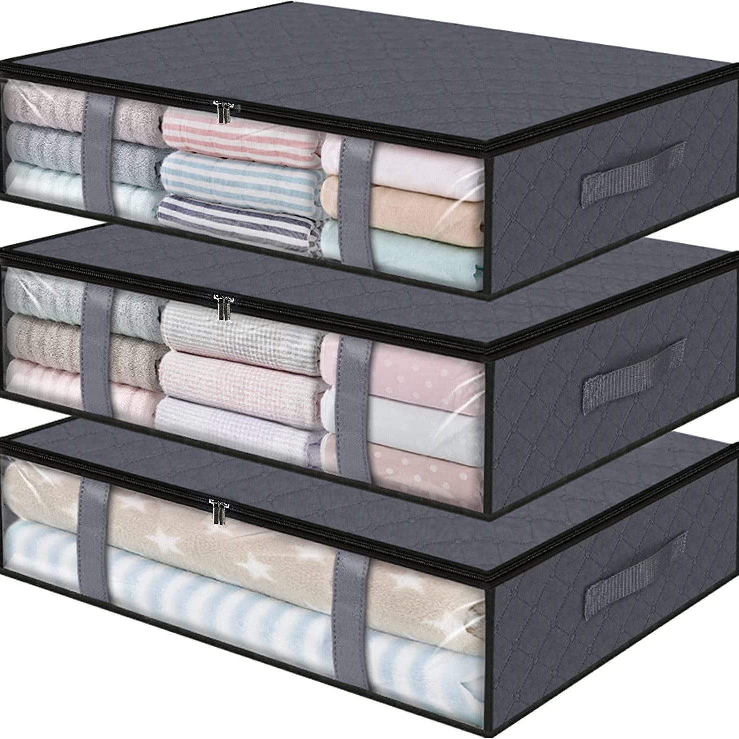 Mặt màu xám trong suốt 60*45*15cm / Chân không có thể dán nhãn