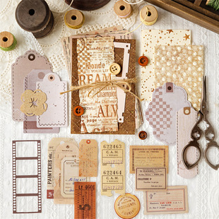 Vintage Journal Material Pack with Embossed Chapters, Multi-Material Artistic Non-Adhesive Embossed Hollow Collage Journal Decoration