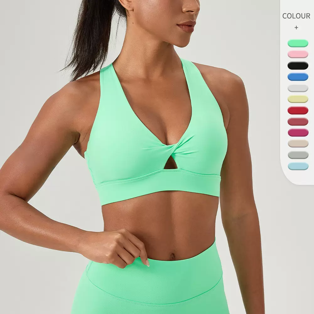 欧美爆款瑜伽文胸可拆卸胸垫速干运动背心搭扣防震健身内衣52759