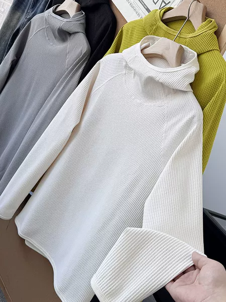 Factory direct! Classic versatile solid colors! New spring and autumn waffle knit casual hooded pullover sweatshirt for men and women