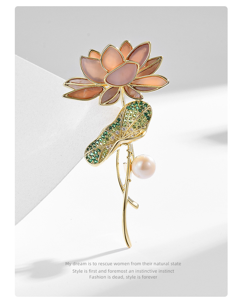 Spilla di loto Beimu rosa perla naturale Spilla di lusso per abito da sposa con fiore di seno squisito da donna di alta qualità, regalo per le donne_voghion.com
