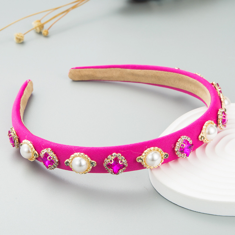 Fashion Pearl Baroque Thin Sponge Simple Thin Edge Bright Color Hairband Accessories display picture 4