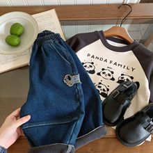 【清仓特价不退不换】冬季新款中小童小狗加厚休闲牛仔裤G0566