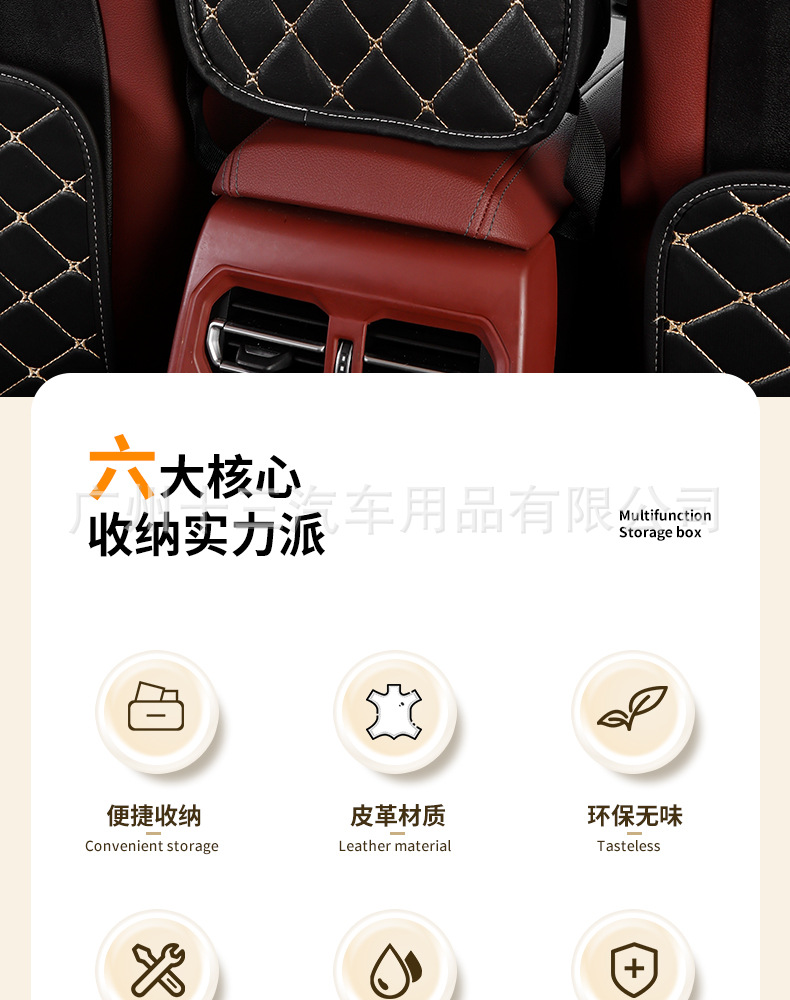 Car rear seat back protector, anti-kick mat, in-car storage rack, anti-dirty mat, seat back organizer, middle storage compartment, hanging storage bag
