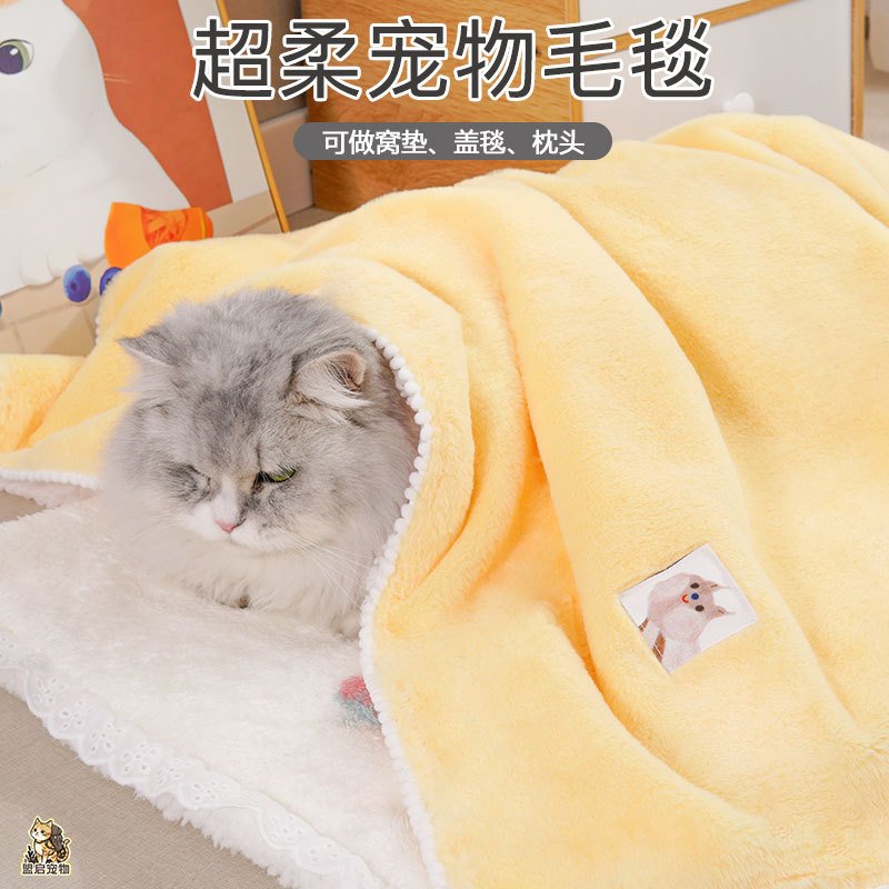 애완동물 보온 담요, 고양이 담요, 플러시 베개 세트, 작은 이불, 고양이 수면용 매트, 고양이 둥지, 두껍고 따뜻함
