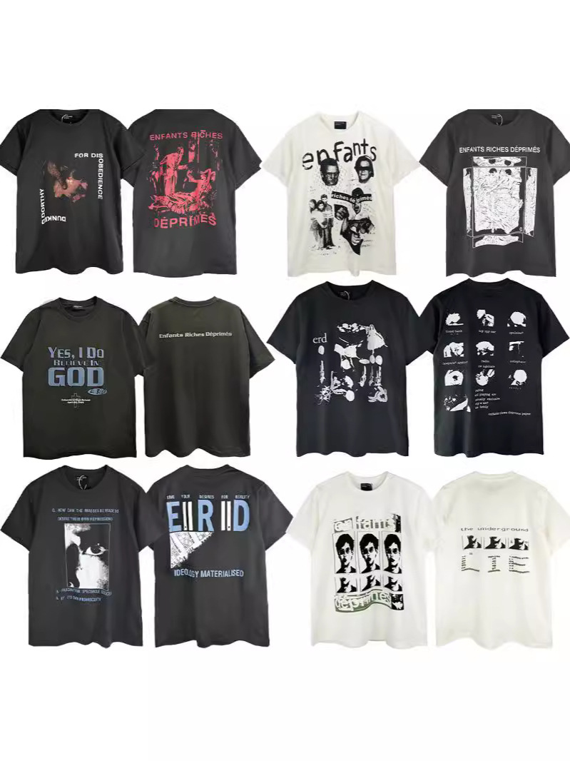 Melancholy Rich Second Generation ERD Sketch Graffiti Cross Border New High Street Tide Brand Loose Casual Short Sleeve T-Shirt Printed Cotton