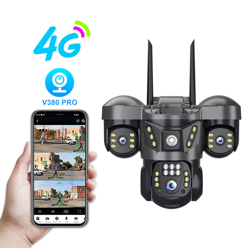 Cámara PTZ WiFi V380 para exteriores con tres lentes y 4G, Tres Ojos image 8
