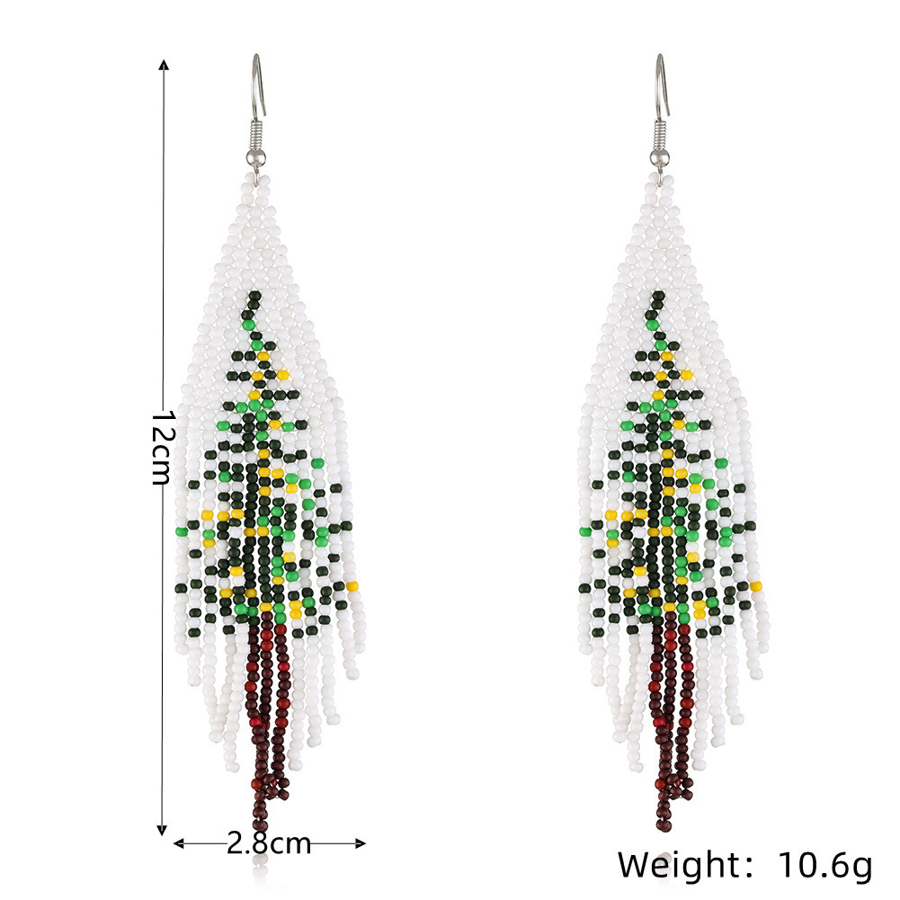 14g Weight Bohemian Christmas Tree Color Block Seed Bead Women's Drop Earrings 1 Pair