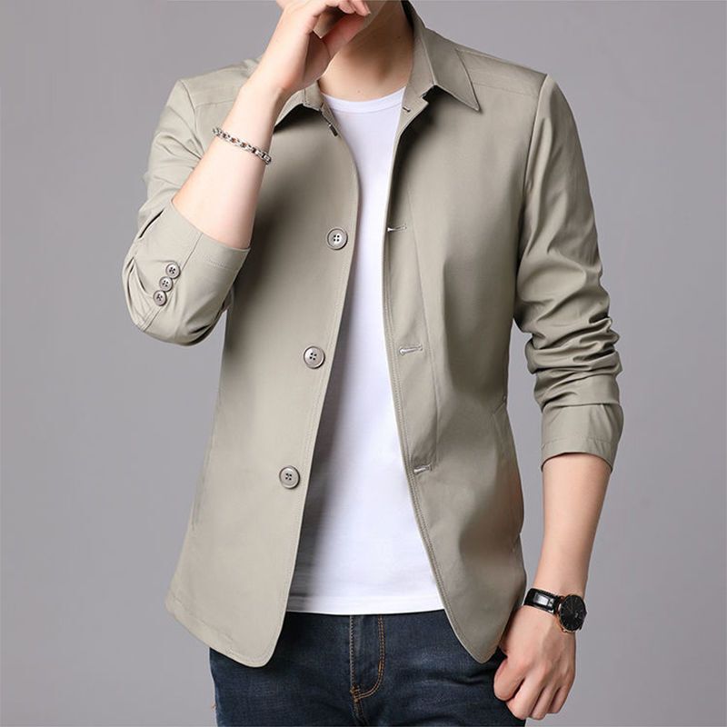 New Spring and Autumn thin middle-aged men's jacket middle-aged and elderly business casual men's jacket dad button coat