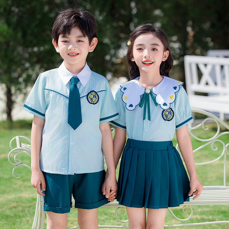 Boys' and Girls' English-style School Uniform Sets for Kindergarten Graduation Photos, Summer Custom Class Wear