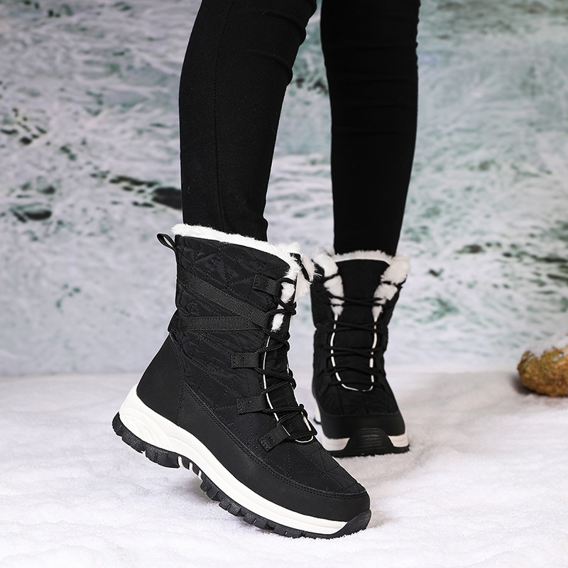 Botas de Nieve de Caña Media para Mujer, Cuero Sintético, Térmicas e Impermeables para Nieve