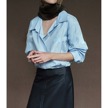 CES丨意大利进口棉府绸 秀场解构折痕领廓形衬衫2025秋冬新款衬衫