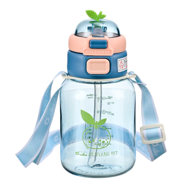 Nueva taza de paja portátil de dibujos animados para niños de verano, taza de agua de rebote de agua para bebés coloridos, taza de bebida deportiva para estudiantes