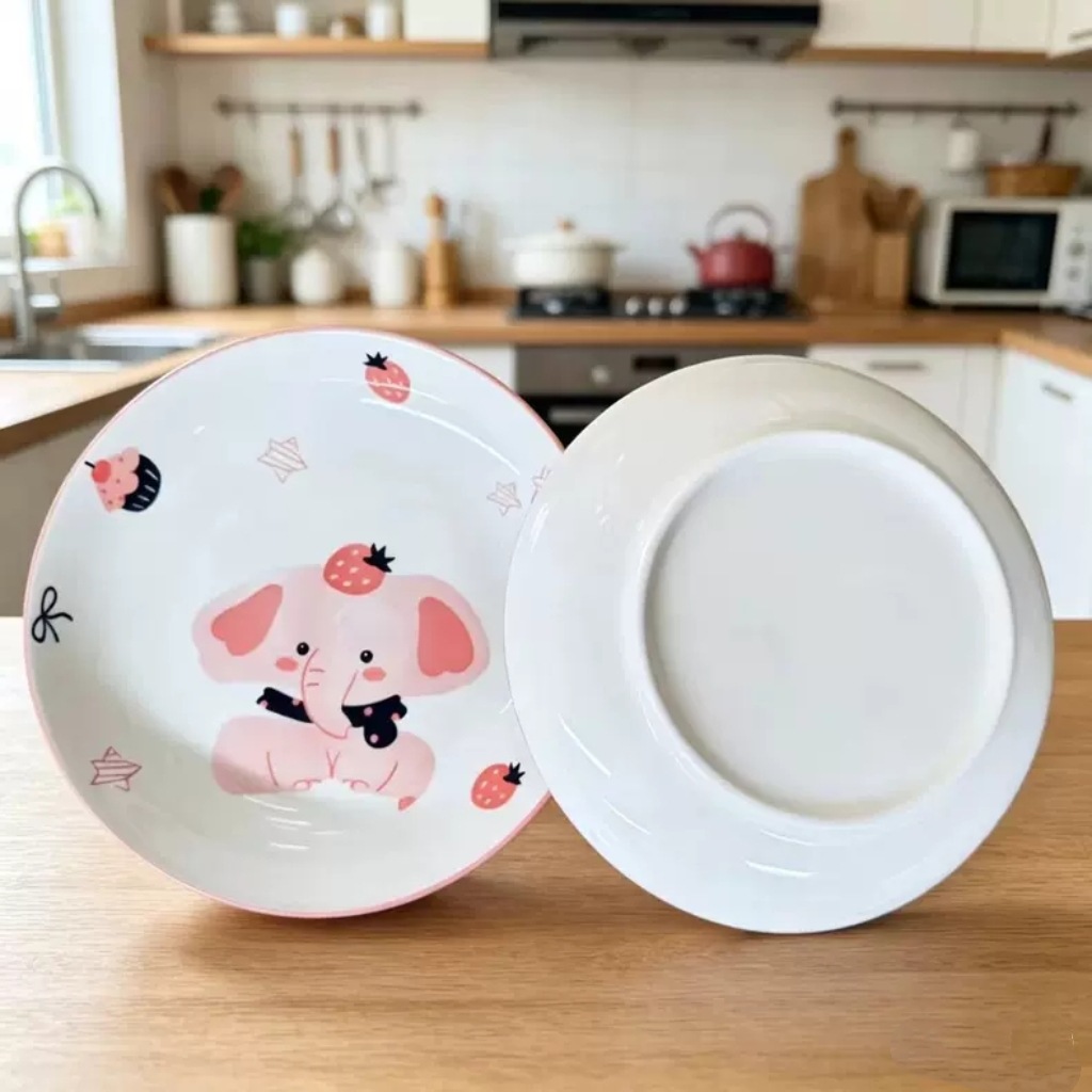 Venta al por mayor 3 yuanes tienda 8 pulgadas impreso dibujos animados plato de fruta plato de cena divertido de los niños plato casero plato de desayuno creativo postre fruta
