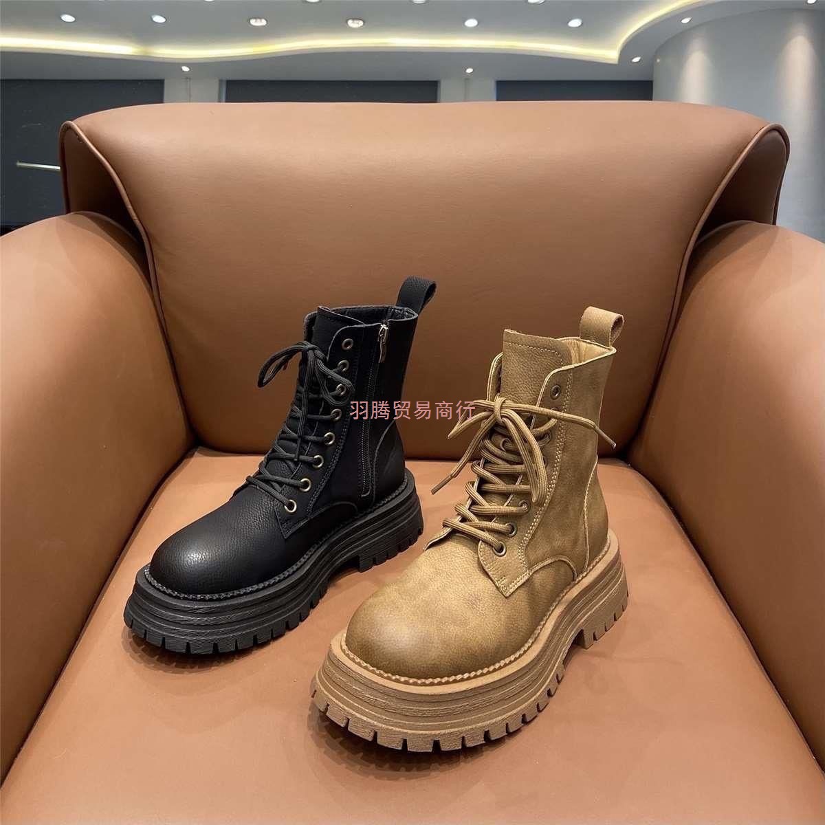 真软皮马丁靴女2025秋冬季新款韩版百搭加绒机车靴防滑厚底短靴女