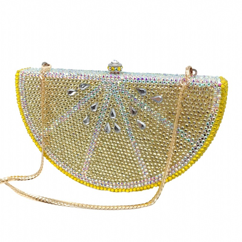 Limón transfronterizo con diamantes bolsas de mano de banquete bolsas de moda de fondo plano caja de diamantes fabricantes de suministro