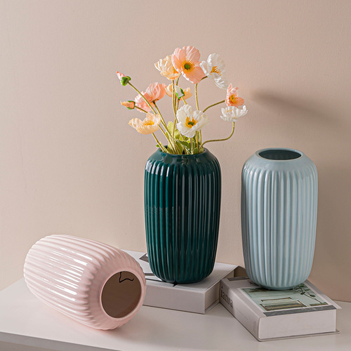 Sichuan Nordic Minimalist Luxury Ceramic Vase Decor Dried Flower Dancing Orchid TV Stand Living Room Dining Table Ornament Flower Insert