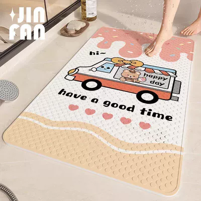 waterproof mat, toilet bathroom suction – Avtomobil döşəmə paspasları - pink-and-yellow-ice-cream-truck-square-suction-cup-floor-mat-4070cm
