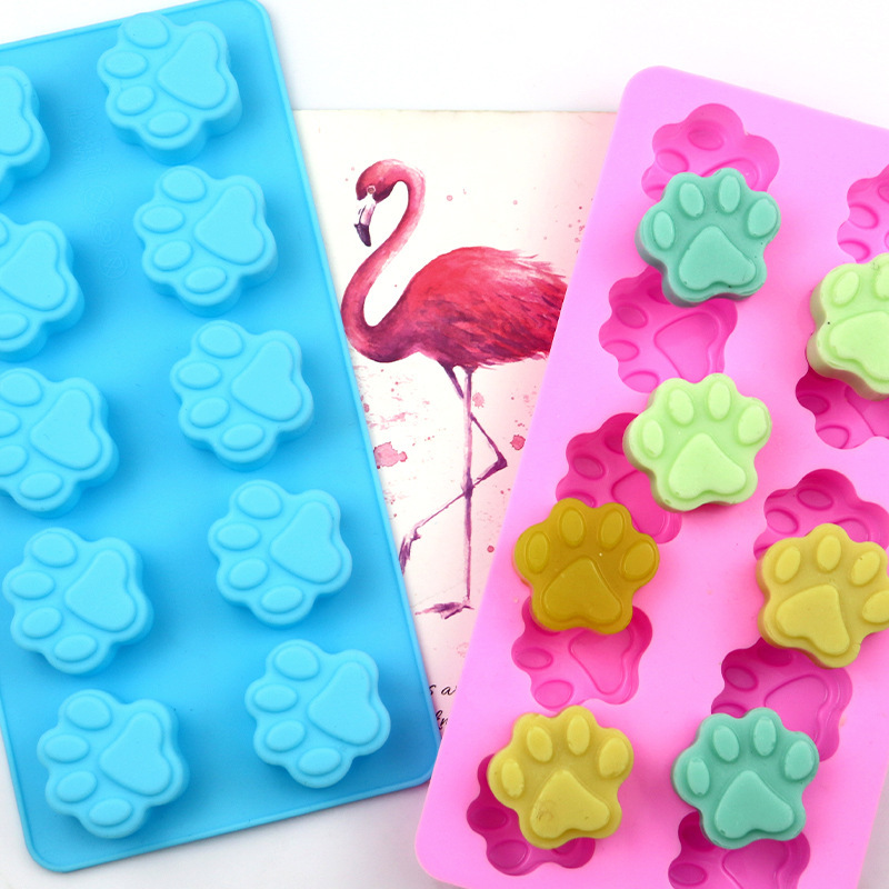 10-Piece Cartoon Cat Paw and Bear Paw Silicone Soap Mold Cold Process Soap Mold Silicone Chocolate Baking Mold