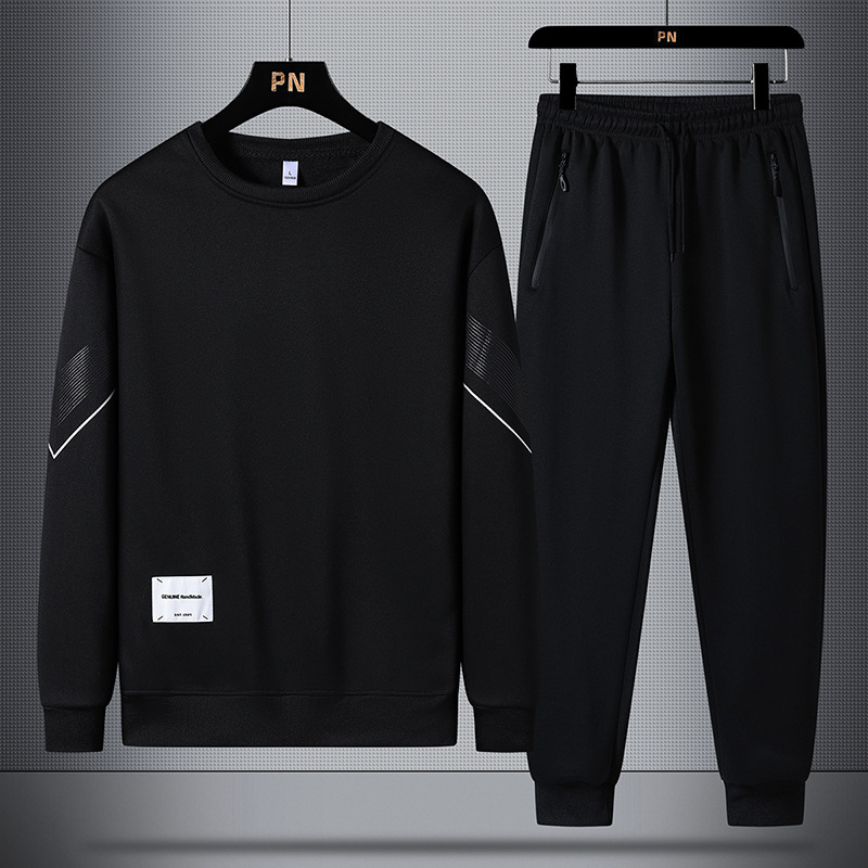 Nuevo conjunto de sudadera informal para hombre de primavera y otoño, sudadera de cuello redondo, pantalones largos, conjunto deportivo de dos piezas de marca moderna para hombre