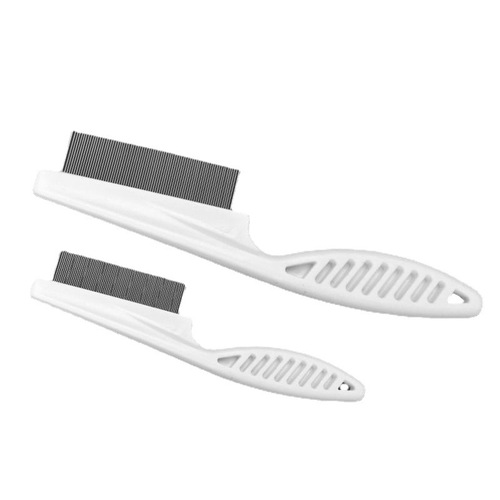 Cat flea comb small white comb fine tooth comb cleaning and beauty straight comb steel comb to remove lice comb pet supplies