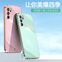 适用oppoReno6pro手机壳A16直边电镀软壳RealmeGT全包A935G保护套